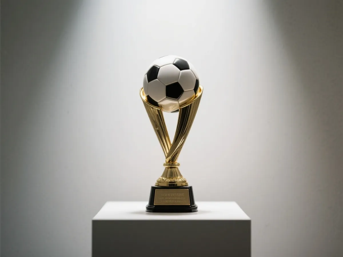 决赛阶段：奖杯与聚光灯示意图